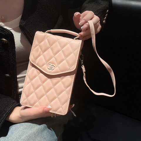 New diamond pattern vertical large capacity mobile phone bag