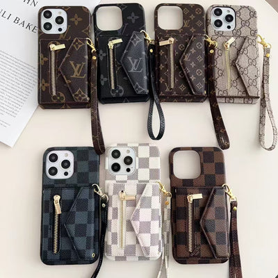 Tri-fold zipper phone case for samsung