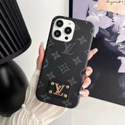 Leather label oil edge mobile phone case for iphone