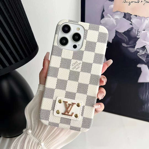 Leather label oil edge mobile phone case for iphone