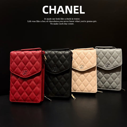 New diamond pattern vertical large capacity mobile phone bag