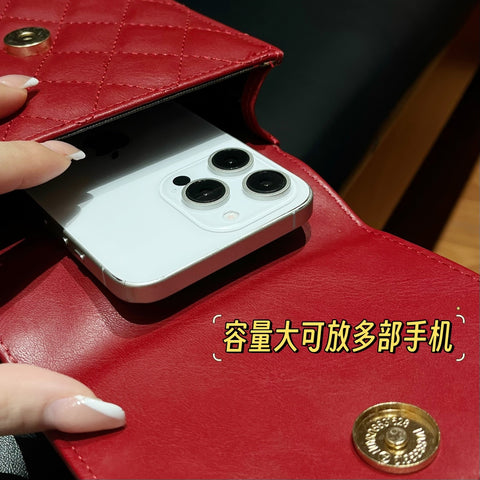 New diamond pattern vertical large capacity mobile phone bag