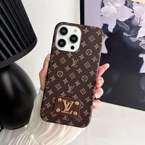 Leather label oil edge mobile phone case for iphone
