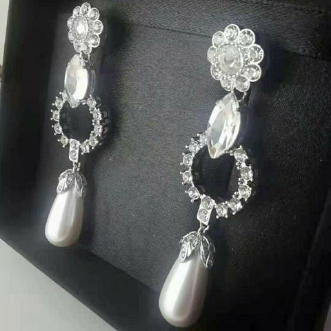 Diamond-set stud earrings